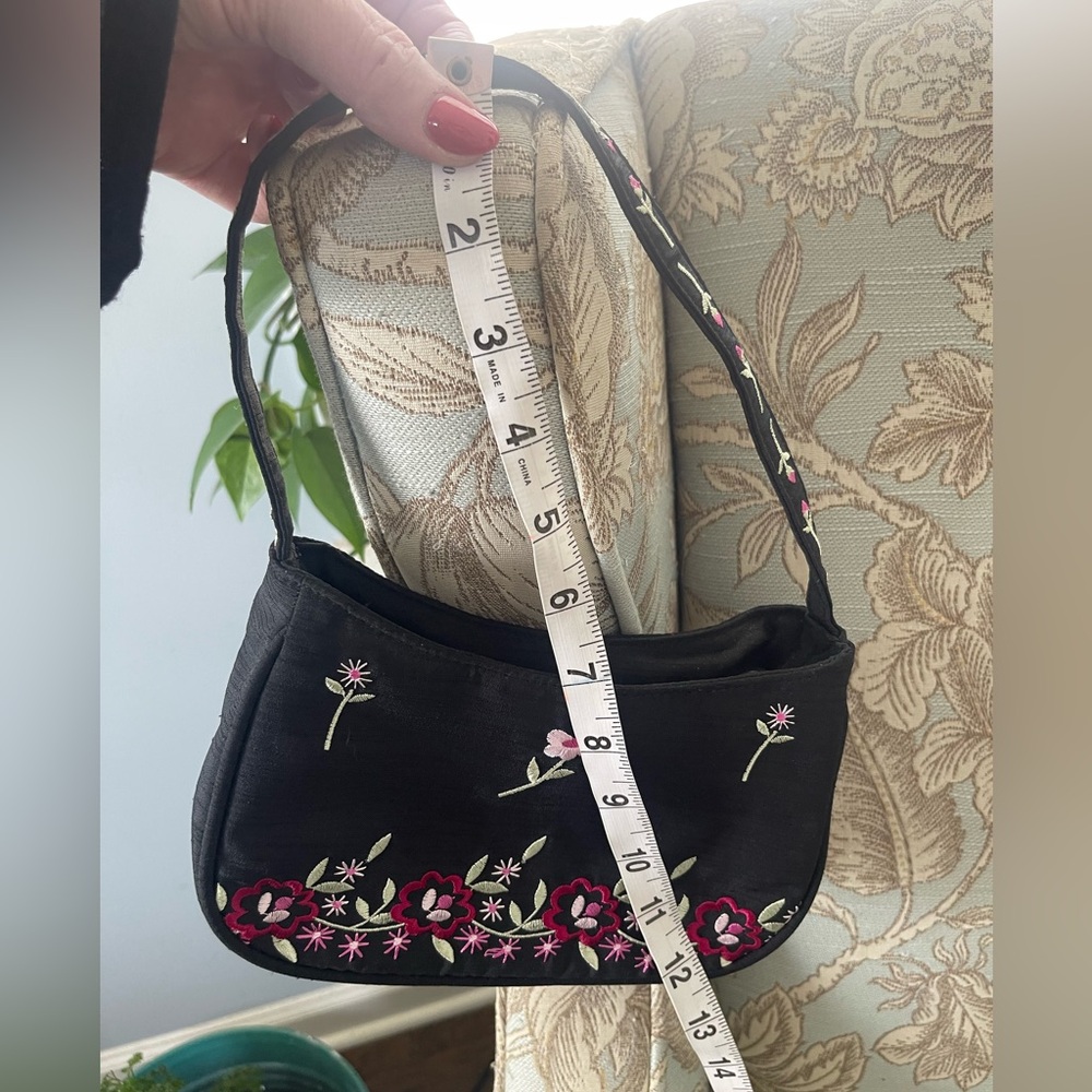 Black Floral Embroidered Mini-Shoulder Bag - Liz Claiborne - Picture 5 of 8